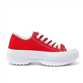 Sapatos femininos de lona com cadarço